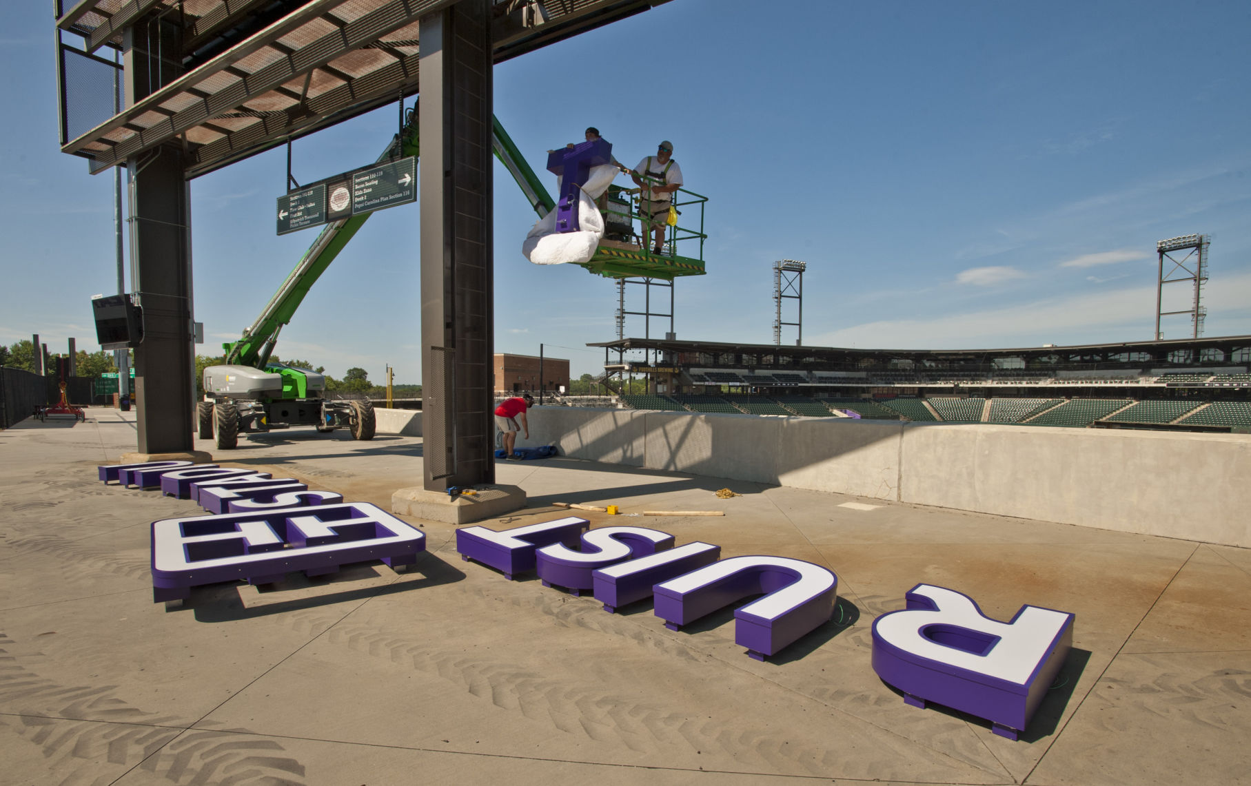 Truist Stadium sign installation